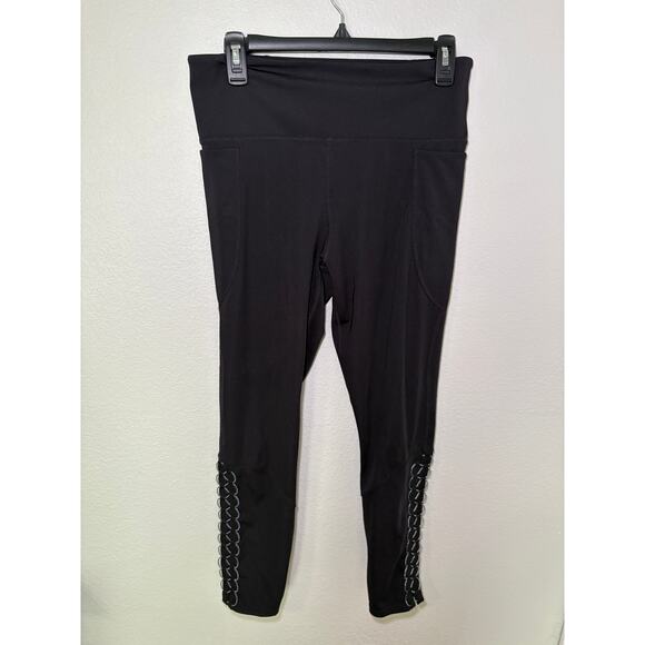 JoyLab Black Active Leggings with Unique Cord Ankle Detail, Size Large - Picture 1 of 6